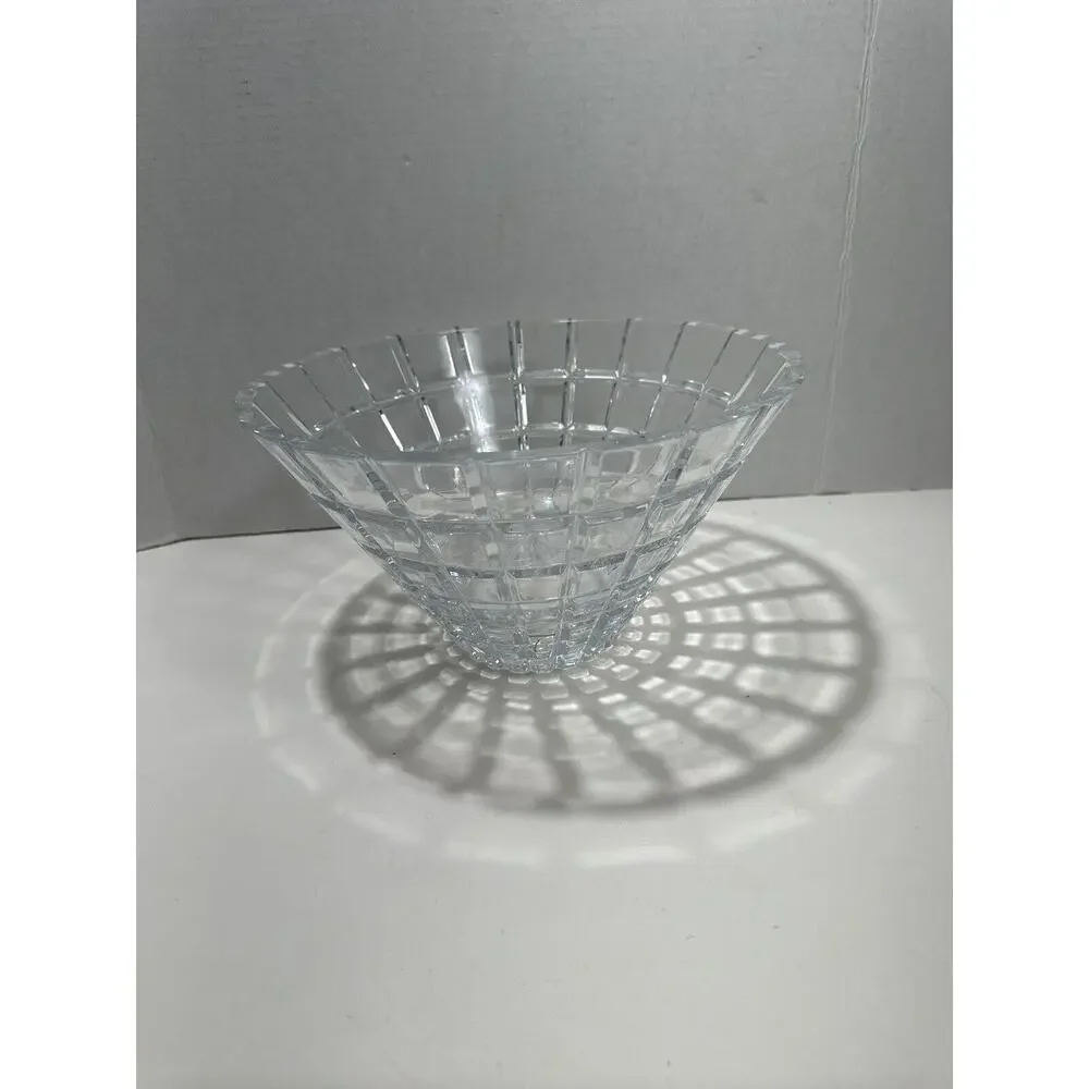 RARE Mikasa ATRIUM 11 inch Faceted Cubist Style Crystal Centerpiece Bowl W Label